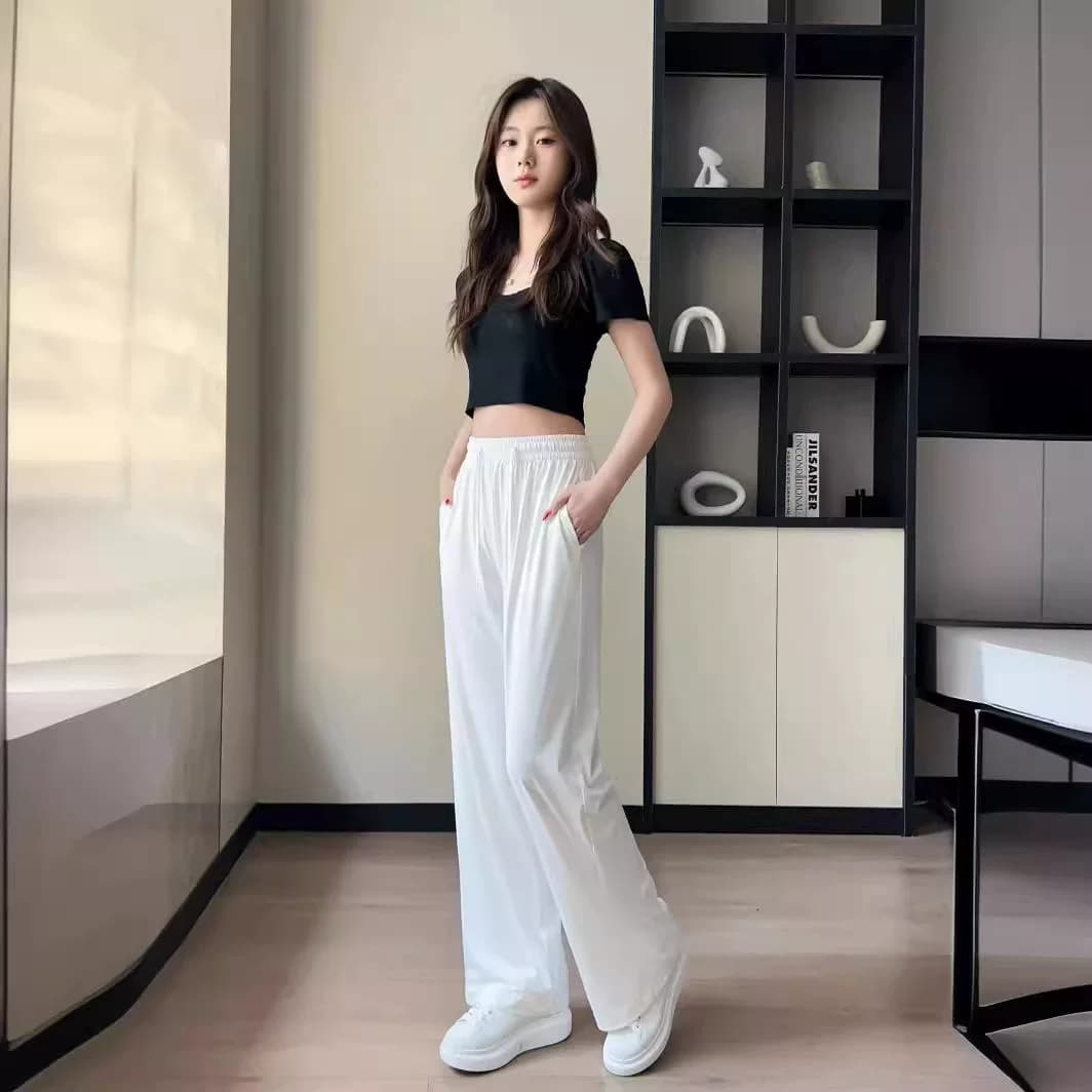 2026夏季女冰丝氧凉凉阔腿防晒裤高腰显瘦百搭休闲宽松垂感UPF50+