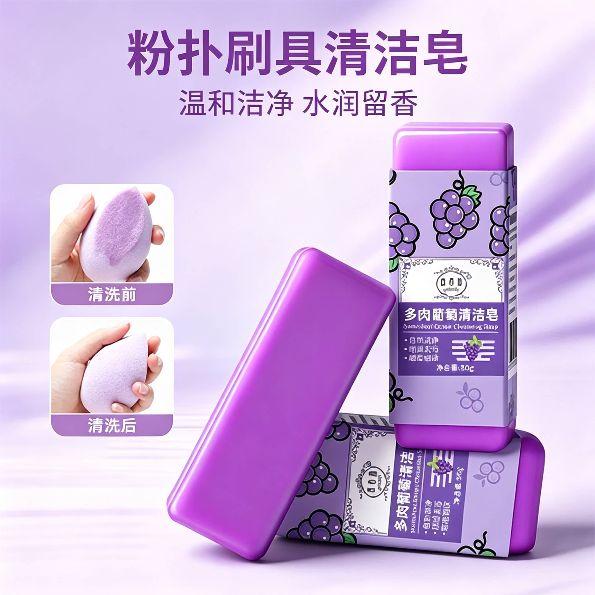 清洗刷神器！化妆刷清洁皂粉扑美妆蛋化妆刷清洗皂领口衣袖洗衣皂