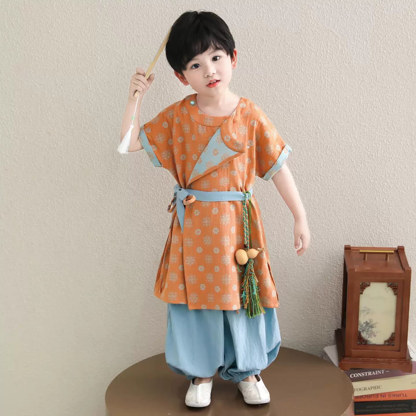 日常可穿汉服男童短袖套装夏季长裤新款儿童唐装宝宝唐朝服饰中式