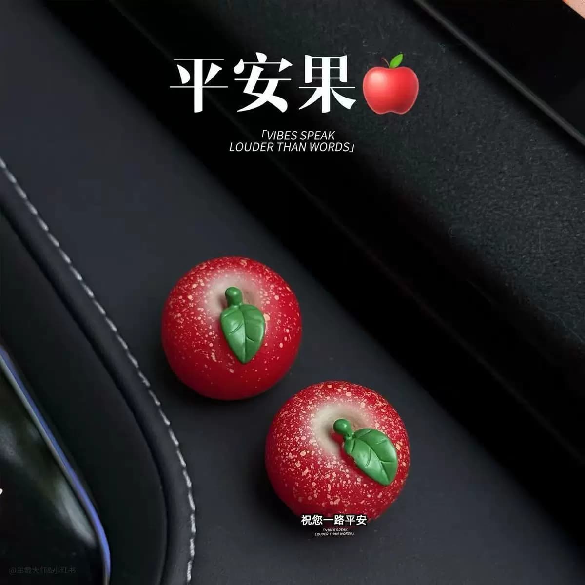 迷你仿真苹果车载摆件中控台显示屏装饰品汽车内饰品摆件2026新款