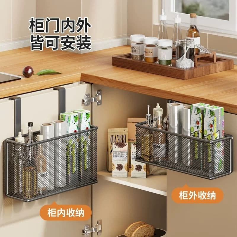厨房壁挂式保鲜膜收纳盒橱柜门内